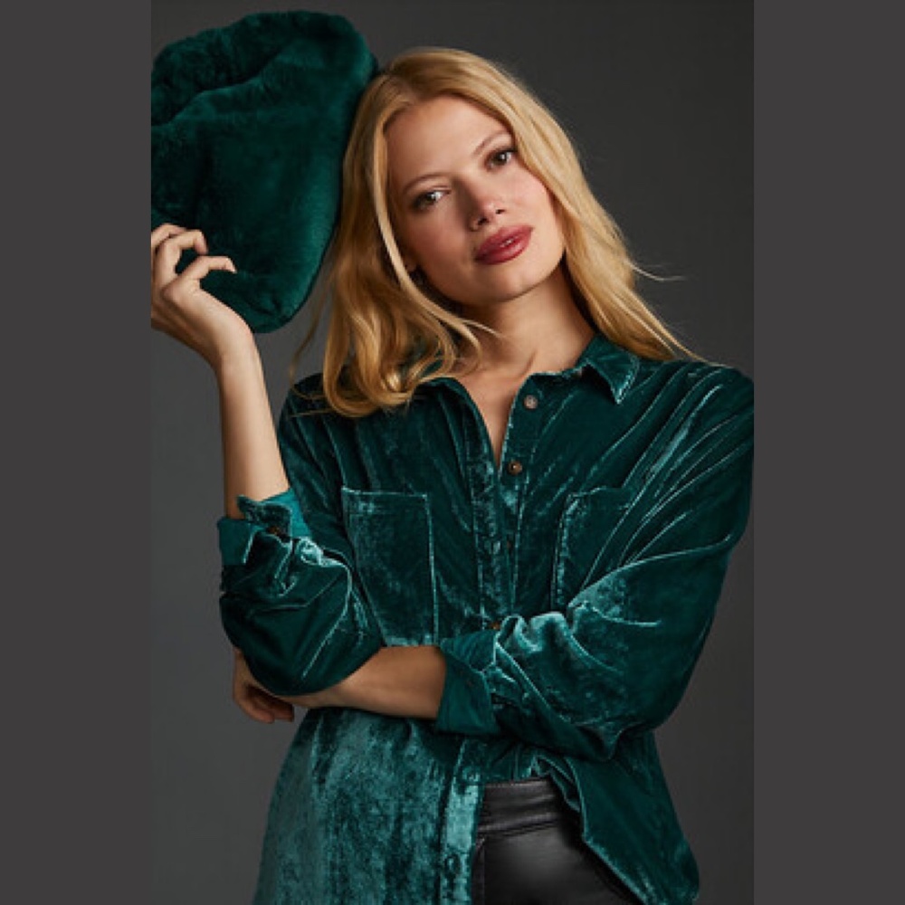 NWOT Pilcro Relaxed Velvet Buttondown